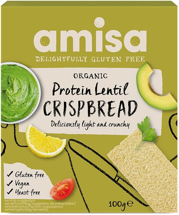 AMISA ORGANICS Protein Lentil Crispbread, 100 GR 9 ( Exp 18-10-2023)