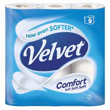 Velvet Comfort 2ply  Toilet roll white 9x200 sheets