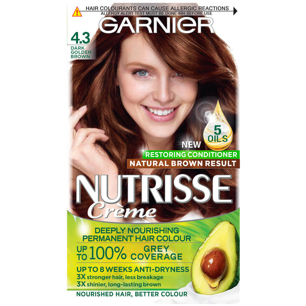 Garnier Nutrisse Creme Permanent Hair Colour 4.3 Dark Golden Brown