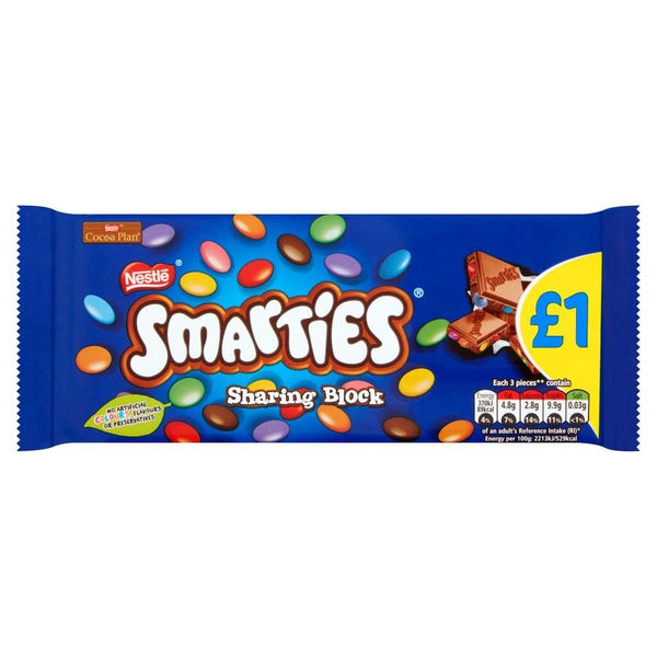 Smarties Milk Chocolate Sweets Sharing Block 100g
