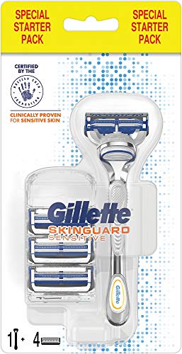 Gillette SKINGUARD Sensitive Razor Handle  4 Blades