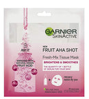 Garnier Tissue Mask, Hydrating, Brightening, Smoothing Fresh-Mix Face Sheet Mask with Fruit AHA Shot