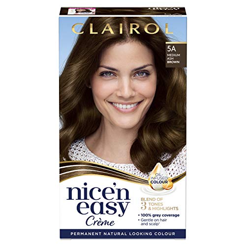 Clairol Nice' n Easy Creme, Natural Looking Oil Infused Permanent Hair Dye, 5A Medium Ash Brown 177 ml