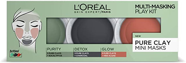 L'Oreal 3 Pure Clays Multi-Maskingface Mask Play Kit 3 X 10ml