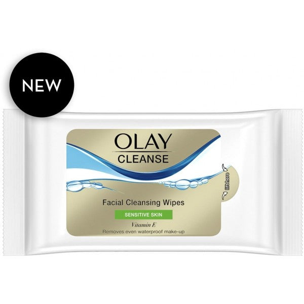 Olay Cleanse Facial Cleansing Wipes for Sensitive Skin, Vitamin E- 145g